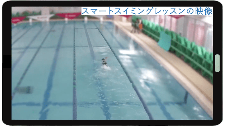 レーンを泳いでいる映像の画像