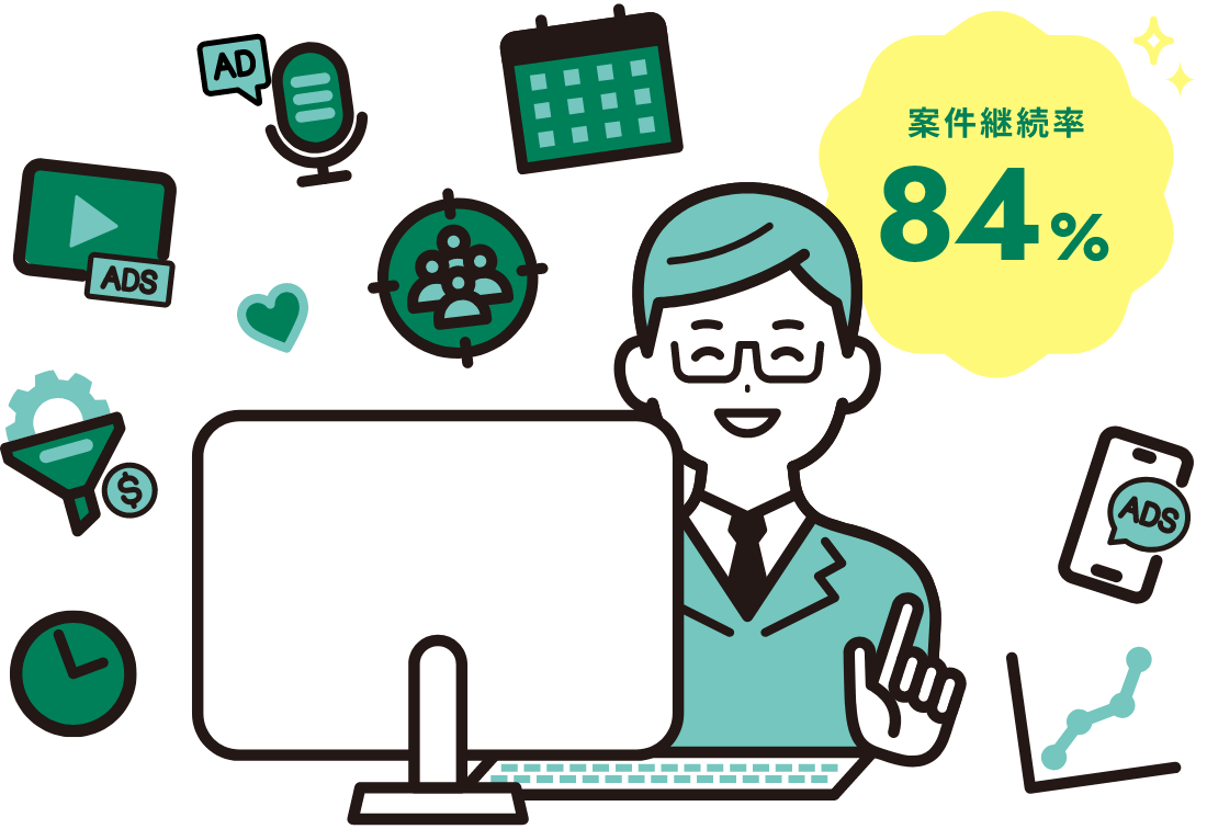 案件継続率84%